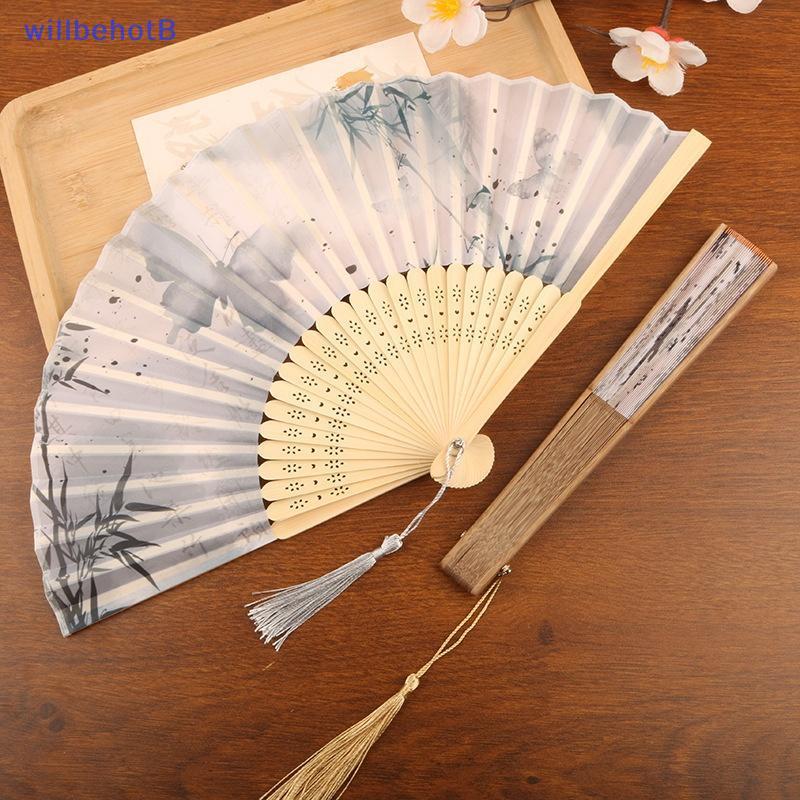 [WillbehotB] Ventilador De Mão Dobrável Estilo Chinês Manual Motivos De Casamento Traje Antigo Padrão Acessório De Desem