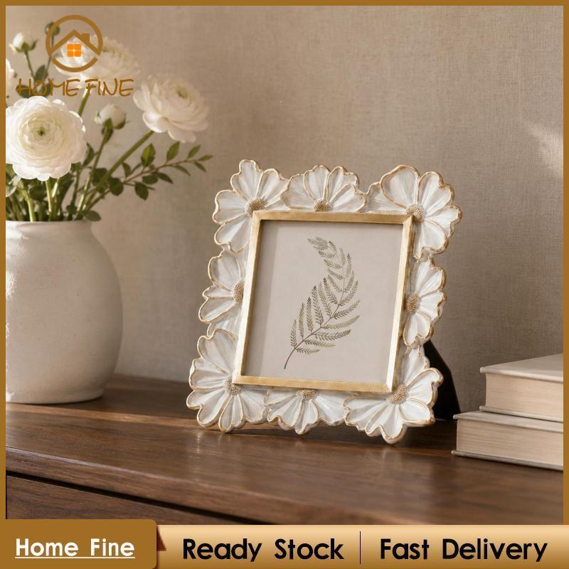 [Katharina_x] Moldura De Flor De Resina Arte Decorativa Com Borda De Pétala Dourada Para Exibição De Sala De Estar De Me