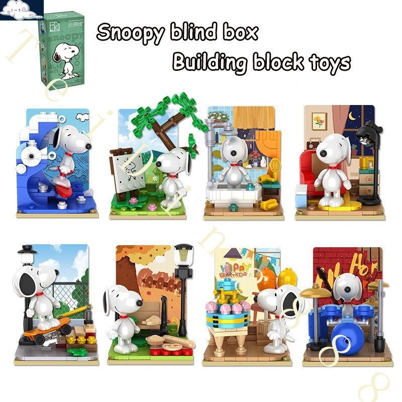 Nova Caixa Surpresa Original do Snoopy, Blocos de Montar, Boneco de Coleção, Ornamento de Mesa, Modelo de Anime, Brinque