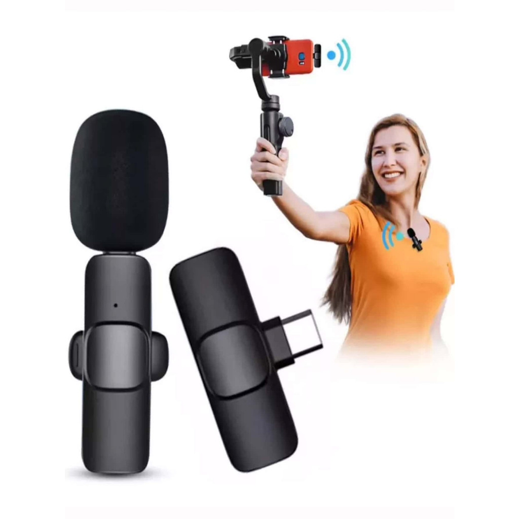 Microfone de Lapela Sem Fio Profissional para Celular iPhone Android USB-C Gravação Vídeo Podcast TikTok YouTube
