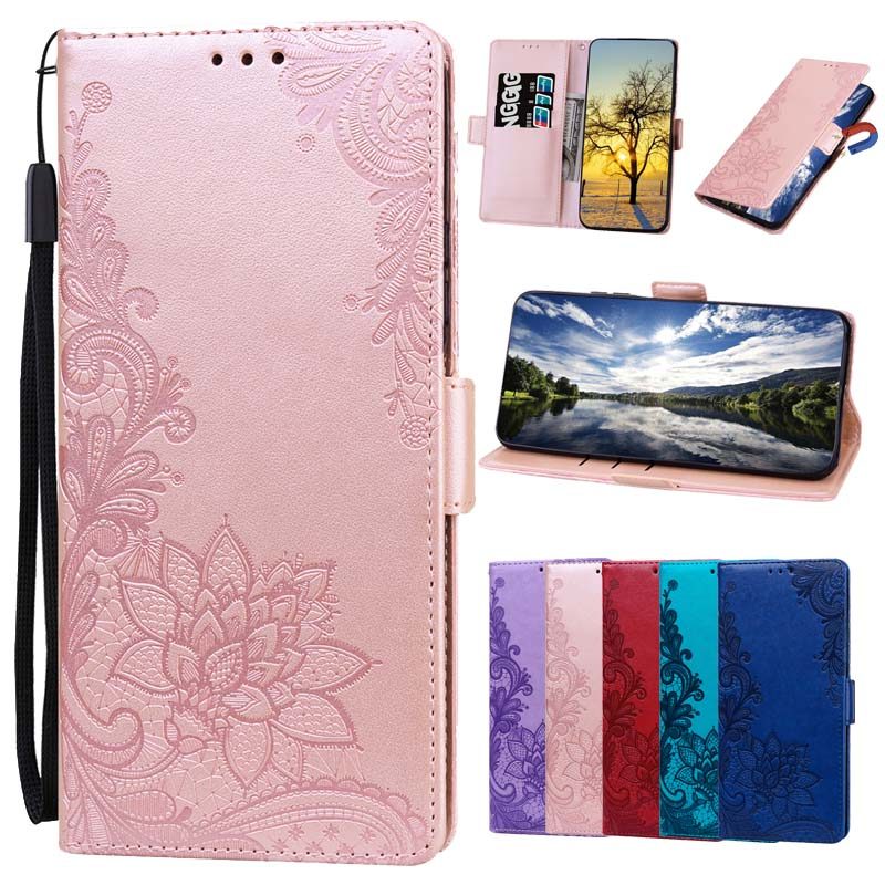 Invólucro Em Relevo De Renda Para Honor 600 500 Pro 600 Lite 500 Smart Leather Wallet Flip Case Com Suporte Cartão
