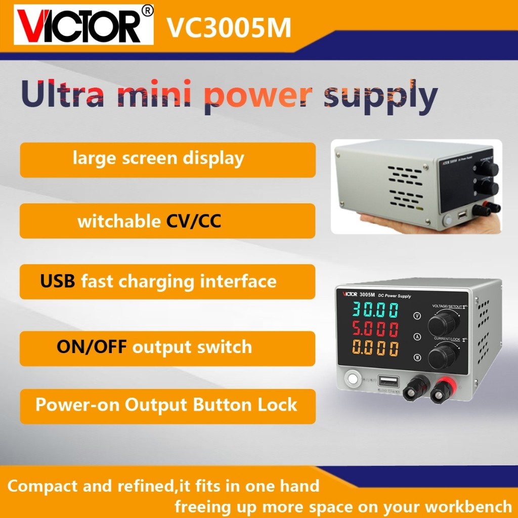 Fonte De Alimentação Estabilizada VICTOR VC3005M DC 30v 5A Ajustável 220V AC Direta