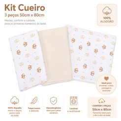 Kit Cueiro Reininho Estampa Coroa 3 Peças