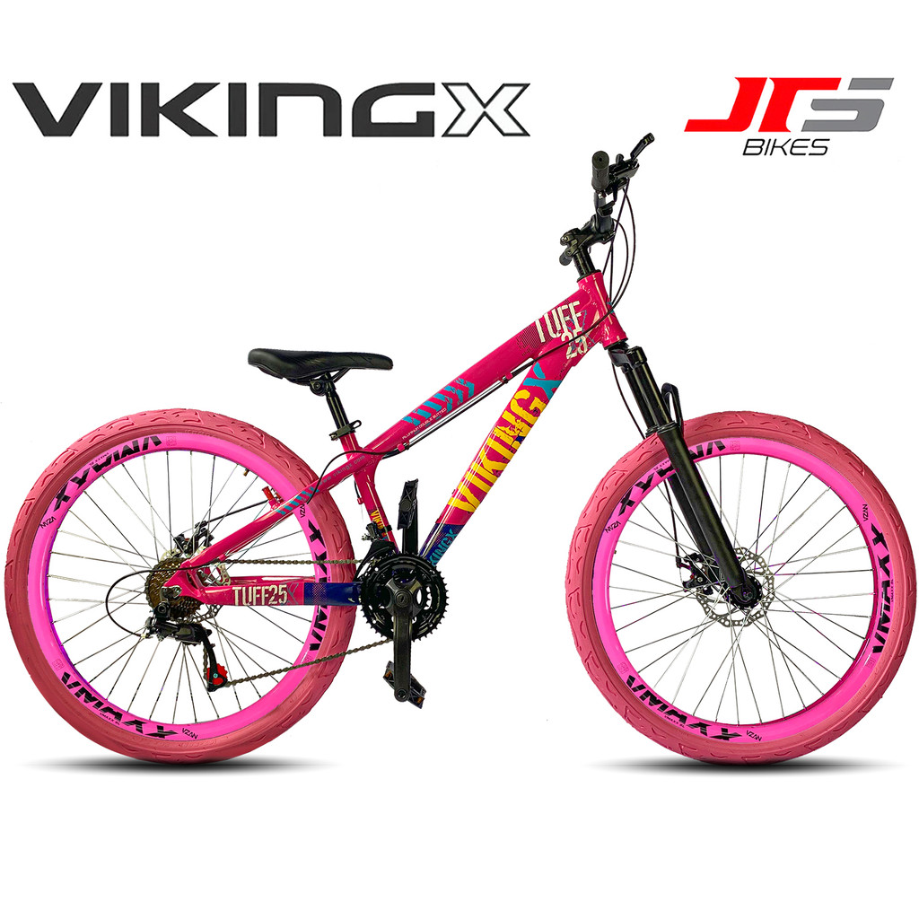 Bicicleta VikingX Tuff X25 Aro 26 MTB 21v Freeride Downhill Grau Pneus Kenda Coloridos