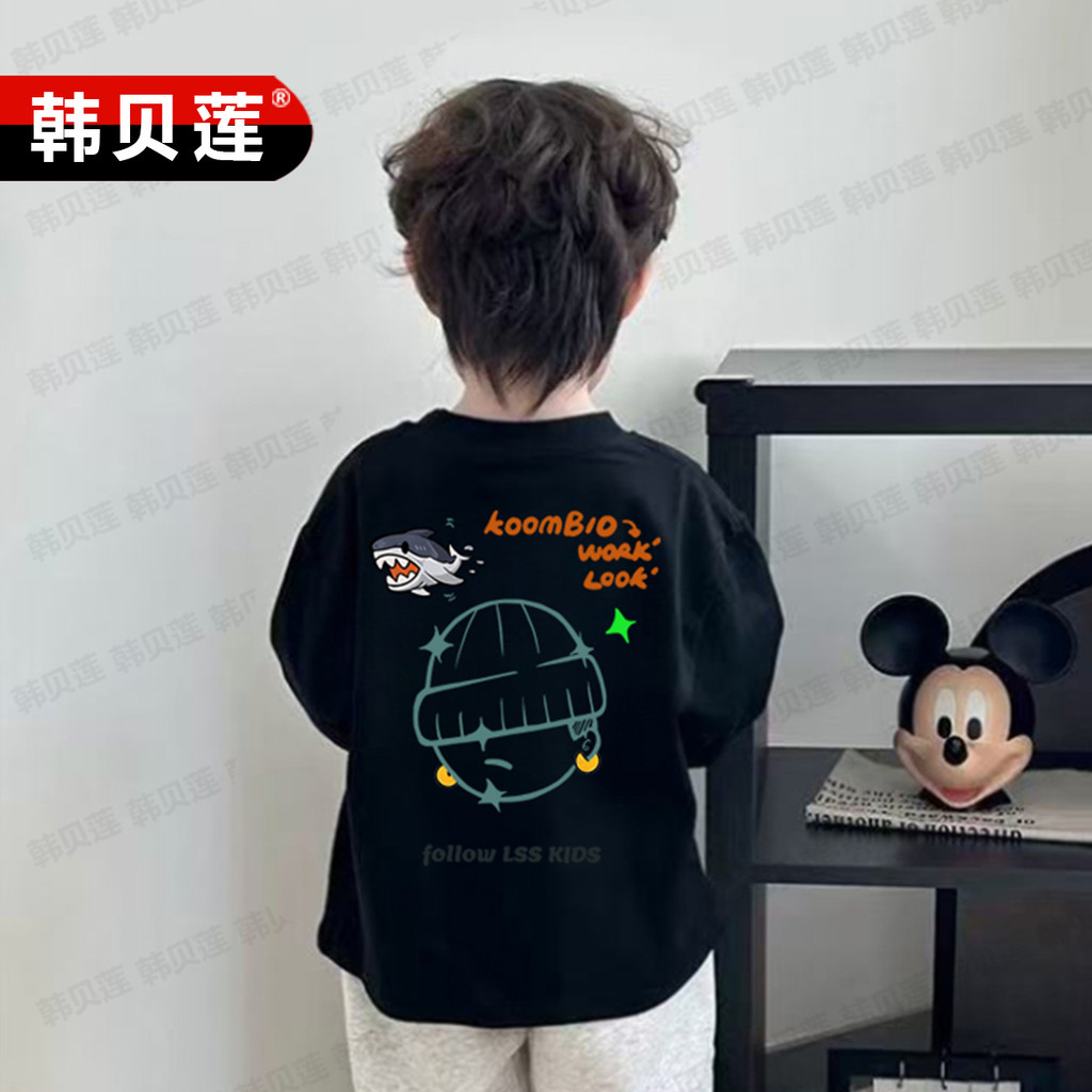 Crianças de manga comprida camiseta meninos primavera outono novos produtos moda dos desenhos animados Casual topos meni