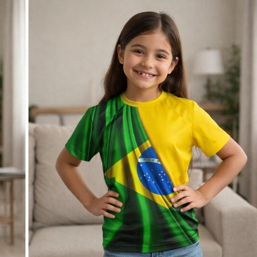 Camisa Do Brasil Copa 2026 Camiseta Personalizada Infantil Adulto Futebol Bola
