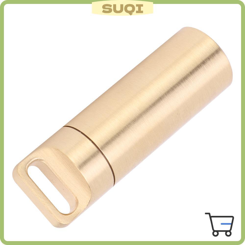 Recipiente Para Tablet SUQI , Suporte Portátil À Prova D'água Caixa De Cápsula , Mini Ferramenta EDC De Pílula De Latão