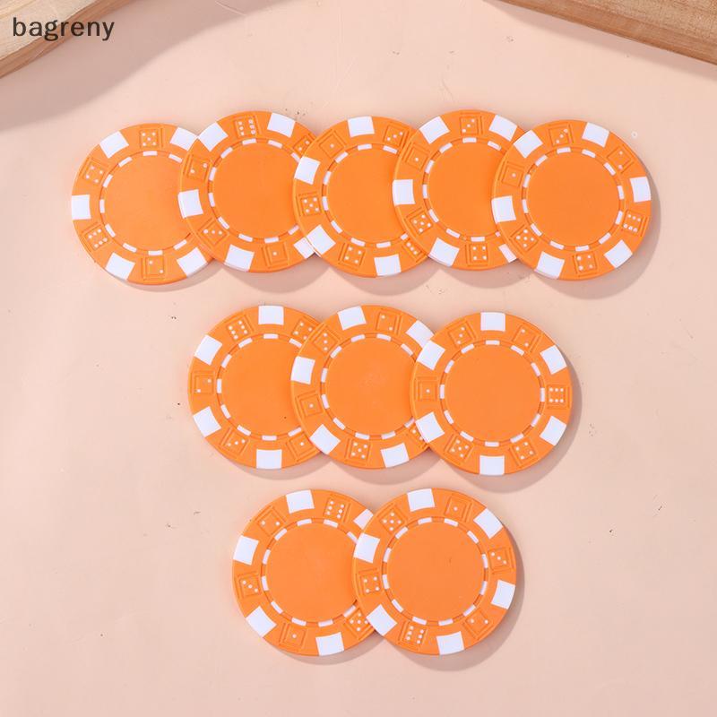 [bagreny] 10 Peças De Chips De Pôquer De Plástico ABS Casino Texas Hold'em Poker Moedas De Metal 11.5g Game Chip Set Ace