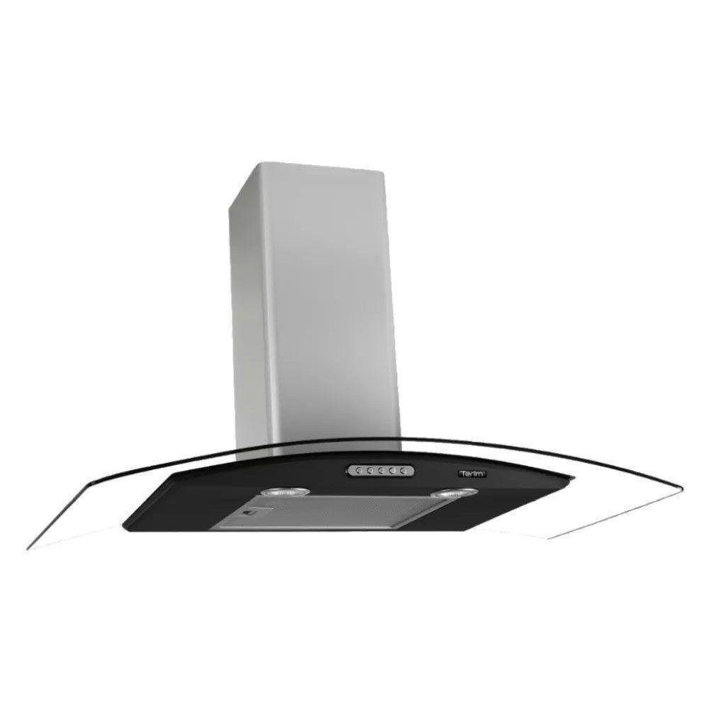Coifa de Parede Terim Vidro Curvo Black-inox 75cm Inox e Vidro com Exaustor Depurador Preto 220V
