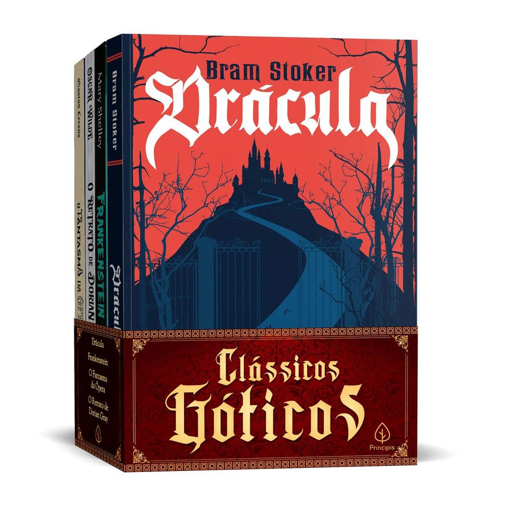 Clássicos Góticos com 4 Livros - Drácula, Frankenstein, Retrato de Dorian Gray e O Fantasma da Ópera