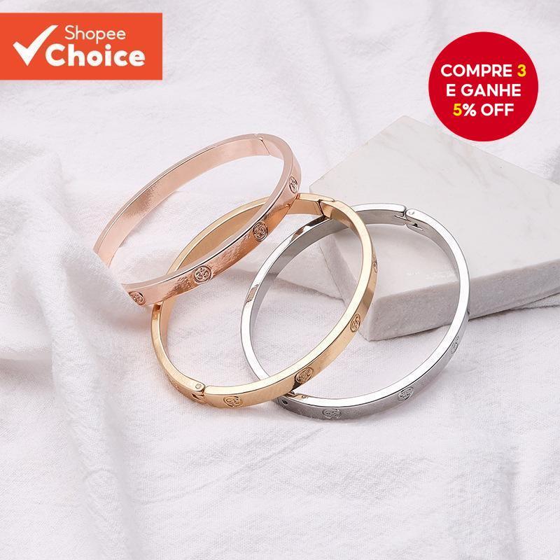 Pulseira De Aço De Titânio Para Mulheres E Homens Estilo Aberto Casal Sem Manchas Acessórios De Moda