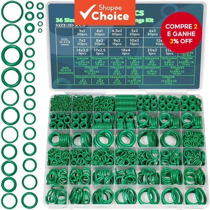 Kit de Anéis O de Ar Condicionado, 36 tamanhos, 595 peças, Kit de Anéis O para Compressor Automotivo, Conjunto Variado