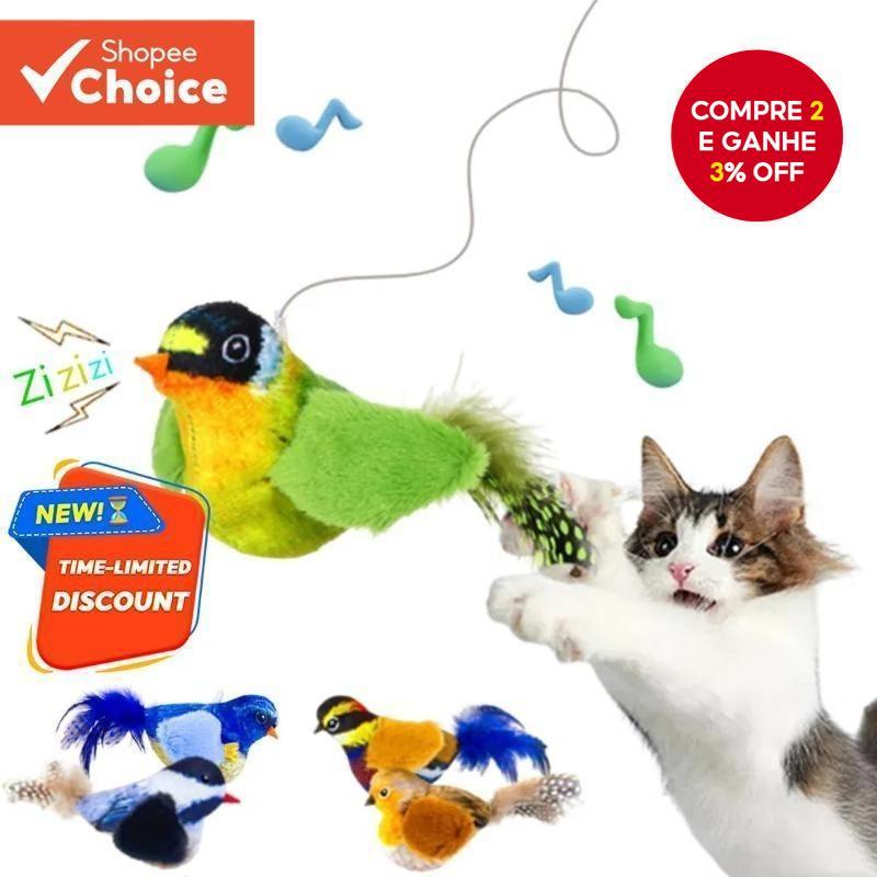 Gigwi Cat Interativo Pendurado Brinquedo De Pássaro De Pelúcia Squeaky Perseguindo Interno Provocando Não Elétrico