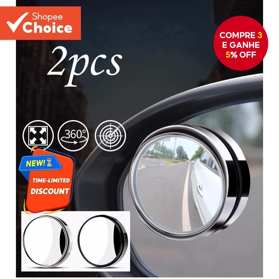 Espelho Retrovisor Auxiliar Montado Convexo , 2 Peças , Rotação De 360 Graus , Grande Angular , Moldura Redonda , Ponto
