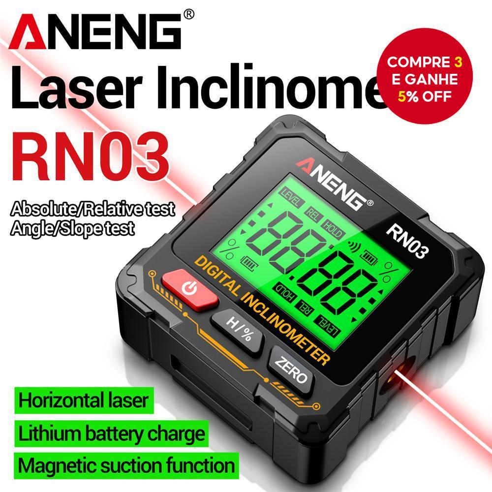 Um Conjunto De Localizador De Ângulo Digital ANENG RN03 , Inclinômetro A Laser , Régua De Nível Transferidor USB Recarre