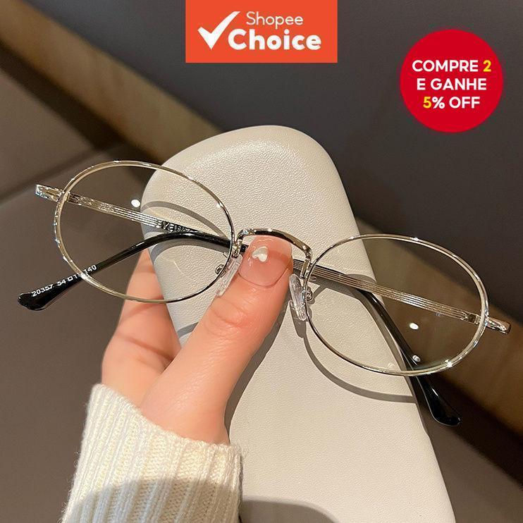 Armação De Óculos Oval Coreana Para Homens E Mulheres Filtro De Luz Azul Estilo Versátil