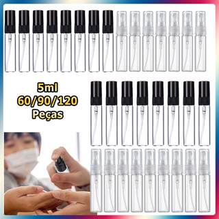 60/90/120 5ml Frasco spray de vidro transparente recarregável frasco de amostra de fragrância frasco amostra para viagem