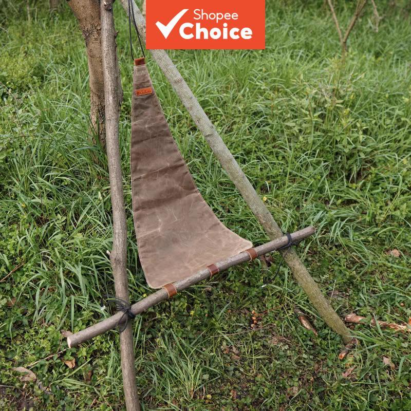 Cadeira de Acampamento Portátil Huwai Reclinável com Banqueta em Lona Encerada, Cadeira de Lazer para Viagem ao Ar