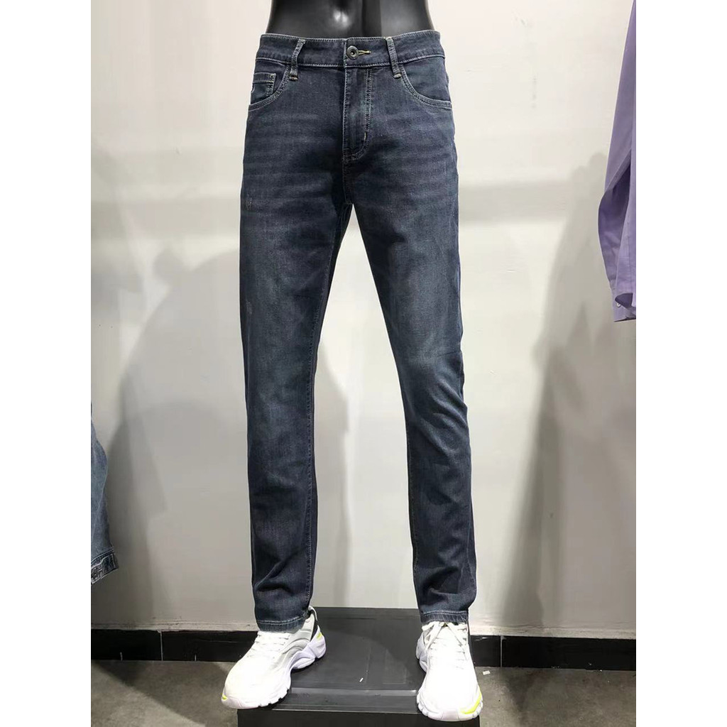 Grande marca genuína!Marca de roupas masculinas!Calça Jeans ligeiramente justa, cintura média, Stretch, verão, negócios,