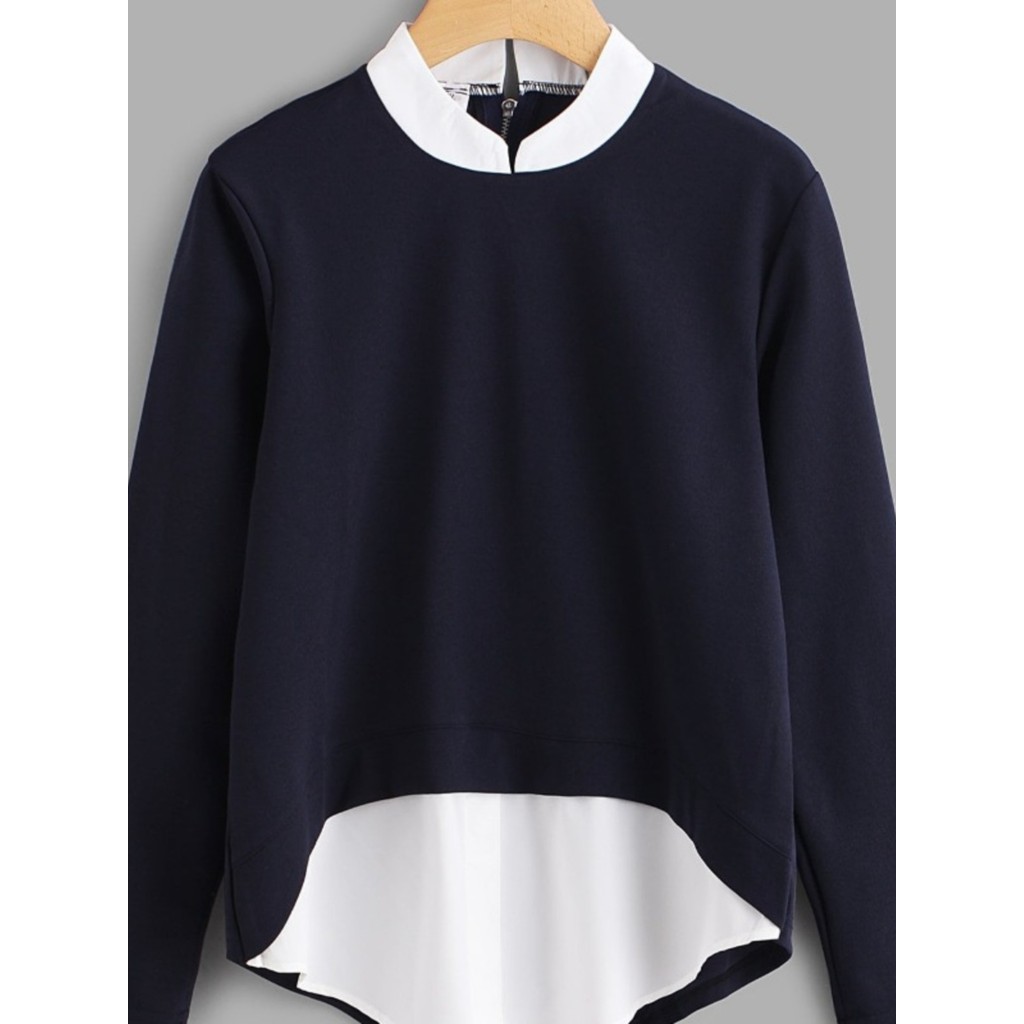 Camisa de manga comprida de cor sólida Amazon AliExpress em estoque pronto
