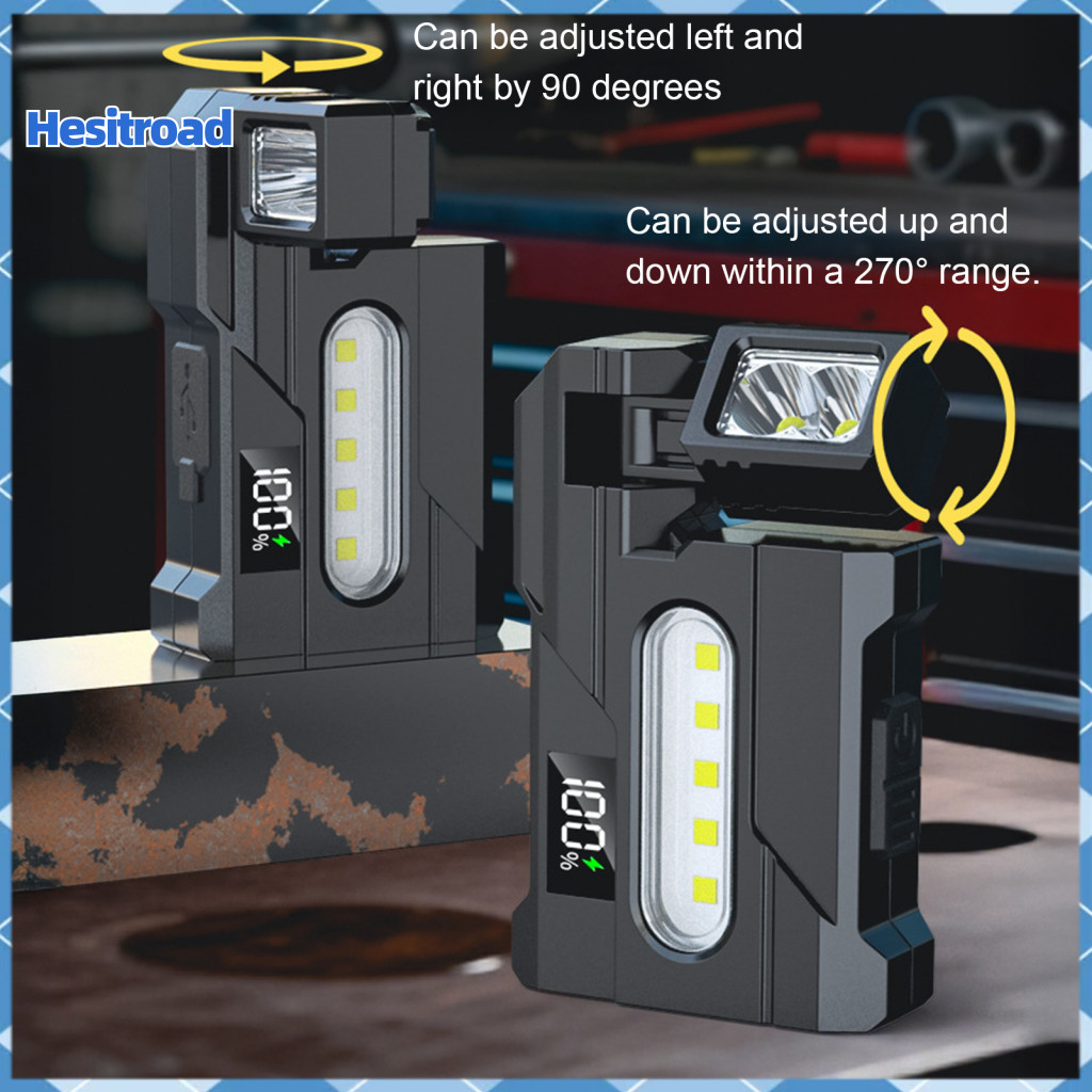 1 or 2 Pcs Usb Rechargeable Edc Flashlight Super Bright Rotatable Work Lamp Ip68 Waterproof Magnetic Torch for Outdoor C