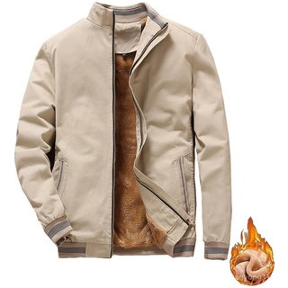 Jaqueta Masculina De Inverno Com Design Listrado E Bainha Forrada De Lã .