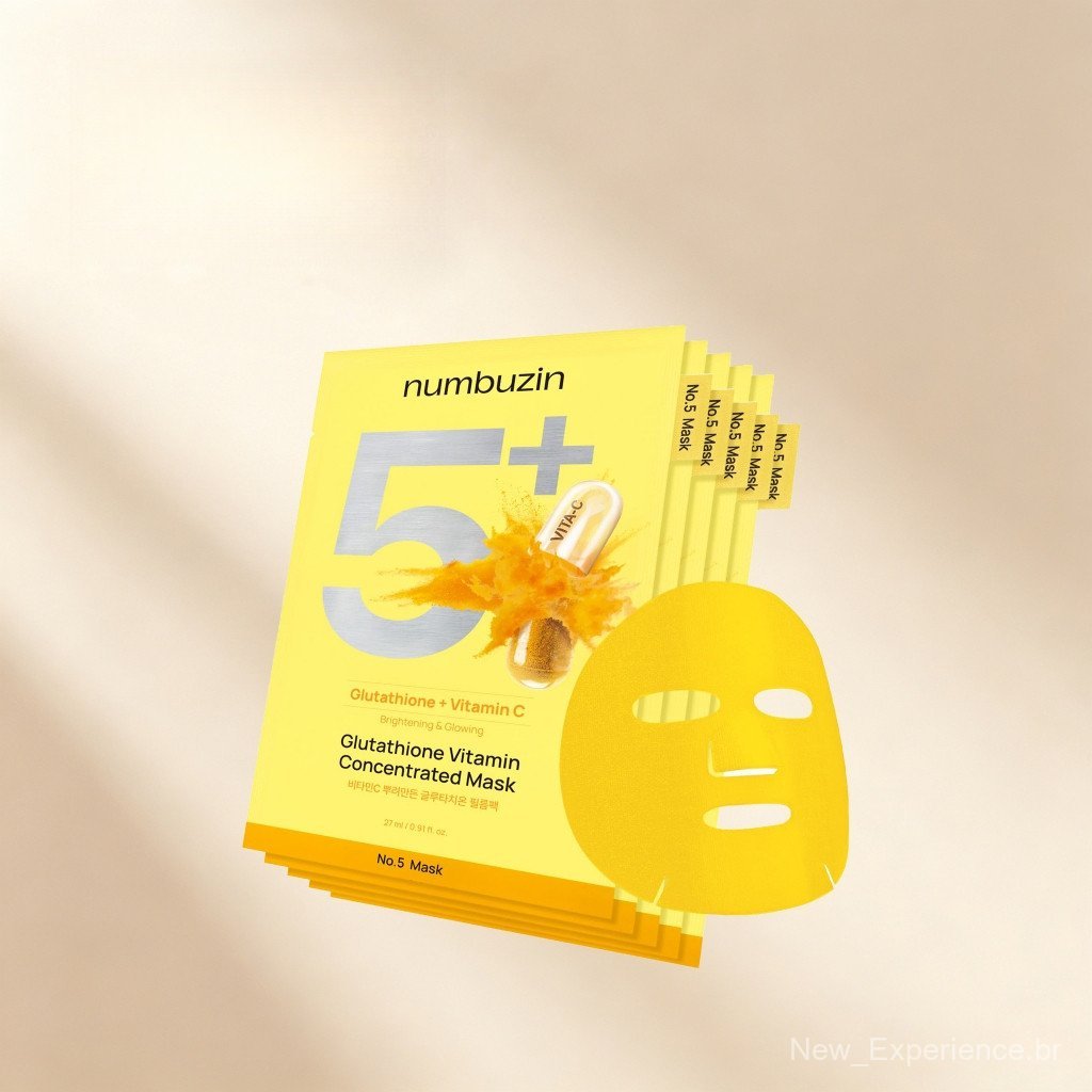 Máscara Facial Numbuzin Vitamin Spotlight No. 5, Máscara Iluminadora com Glutationa e Vitamina C