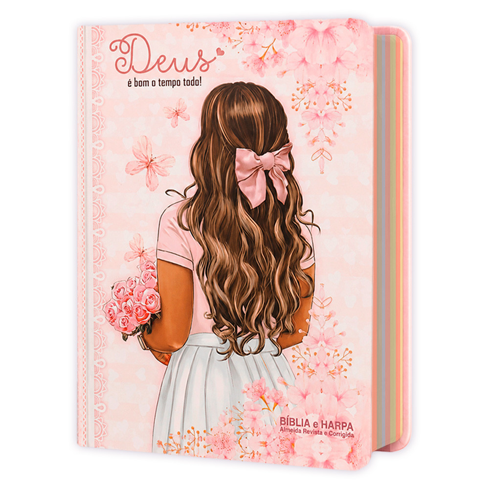 Biblia Sagrada Com Harpa - Capa Dura Média - Flores Aquarela
