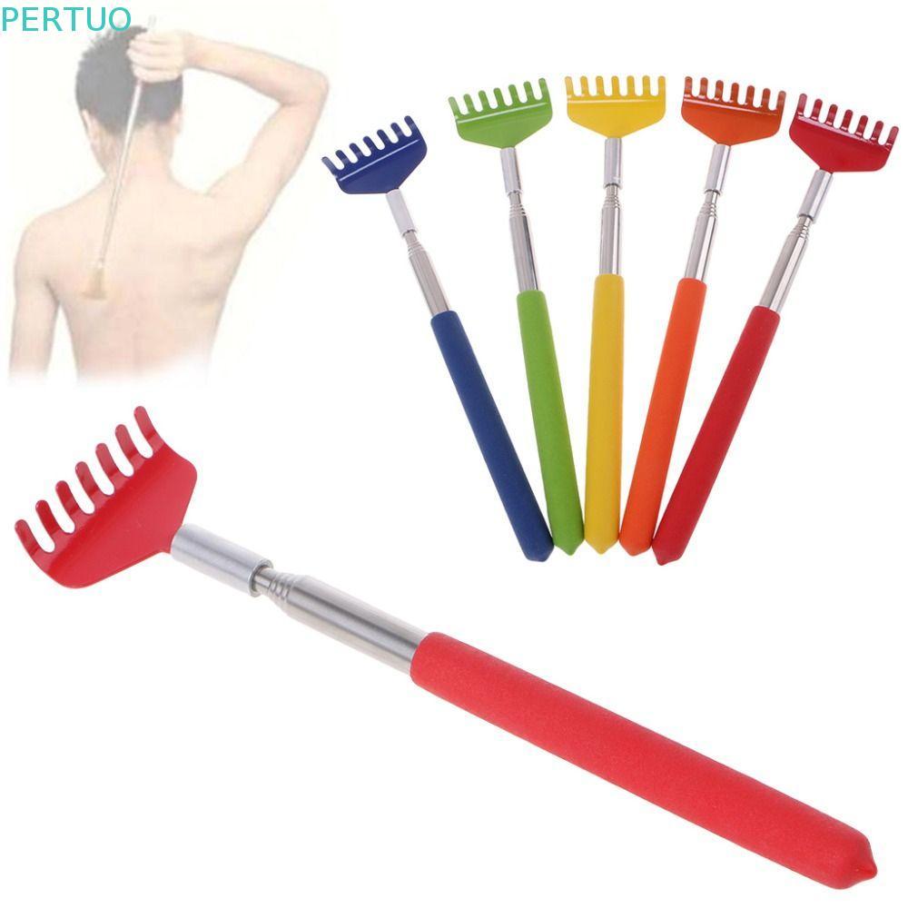 PERTUO Back Scratcher Hand Grip Para Idosos Ferramentas De Massagem Telescópicas Macias De Aço Inoxidável Com Cinco Dent