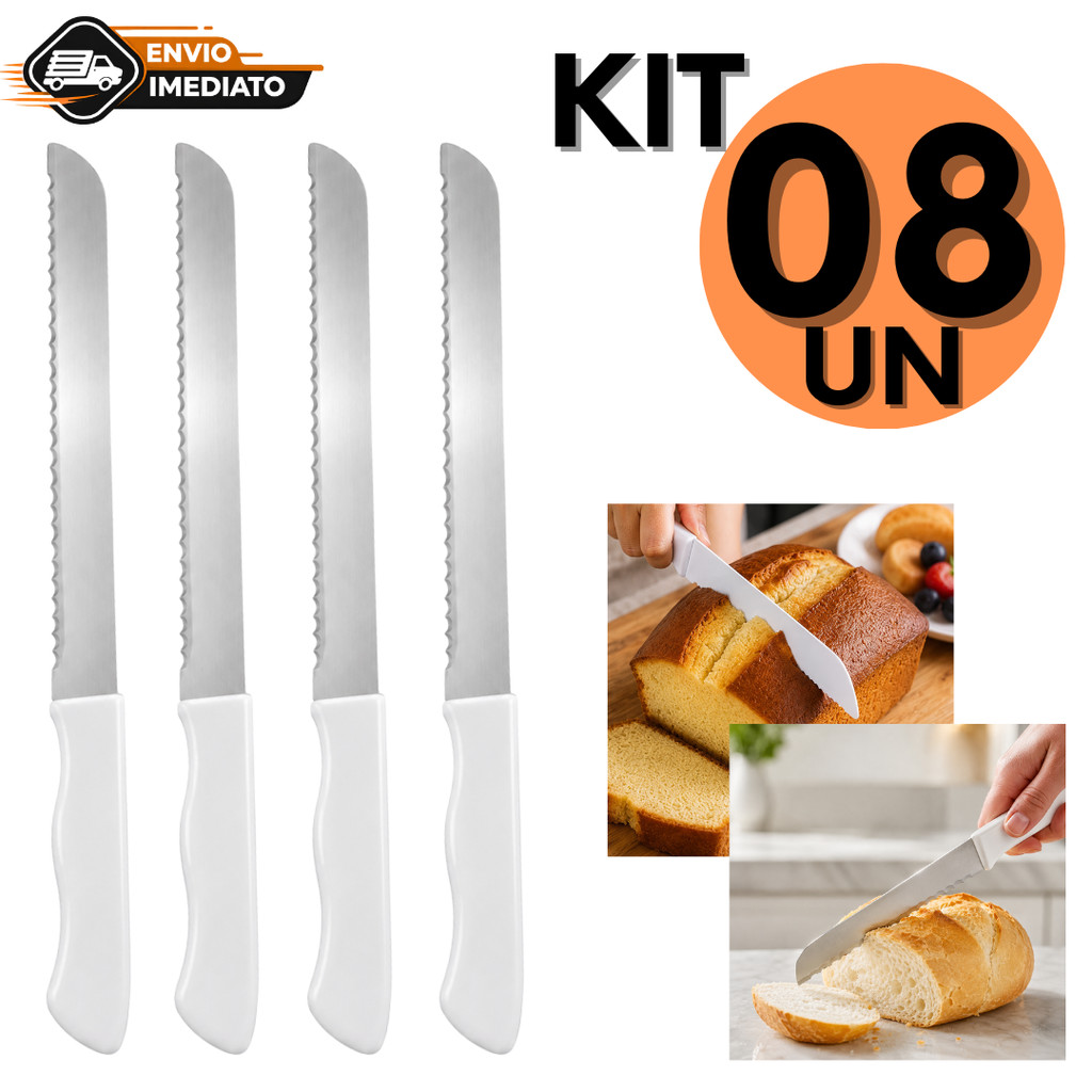 Jogo de Faca de Pão Inox Serrilhada 6 Polegadas Bolo Torta Cozinha Profissional Atacado