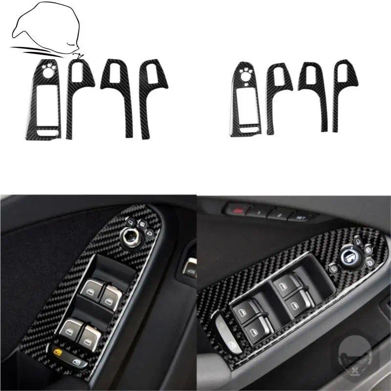 Para Audi A4 B8209-2016 A5 2008-2017 Q5 2009 Acessórios Interiores De Fibra De Carbono Botão De Acabamento Porta Moldura