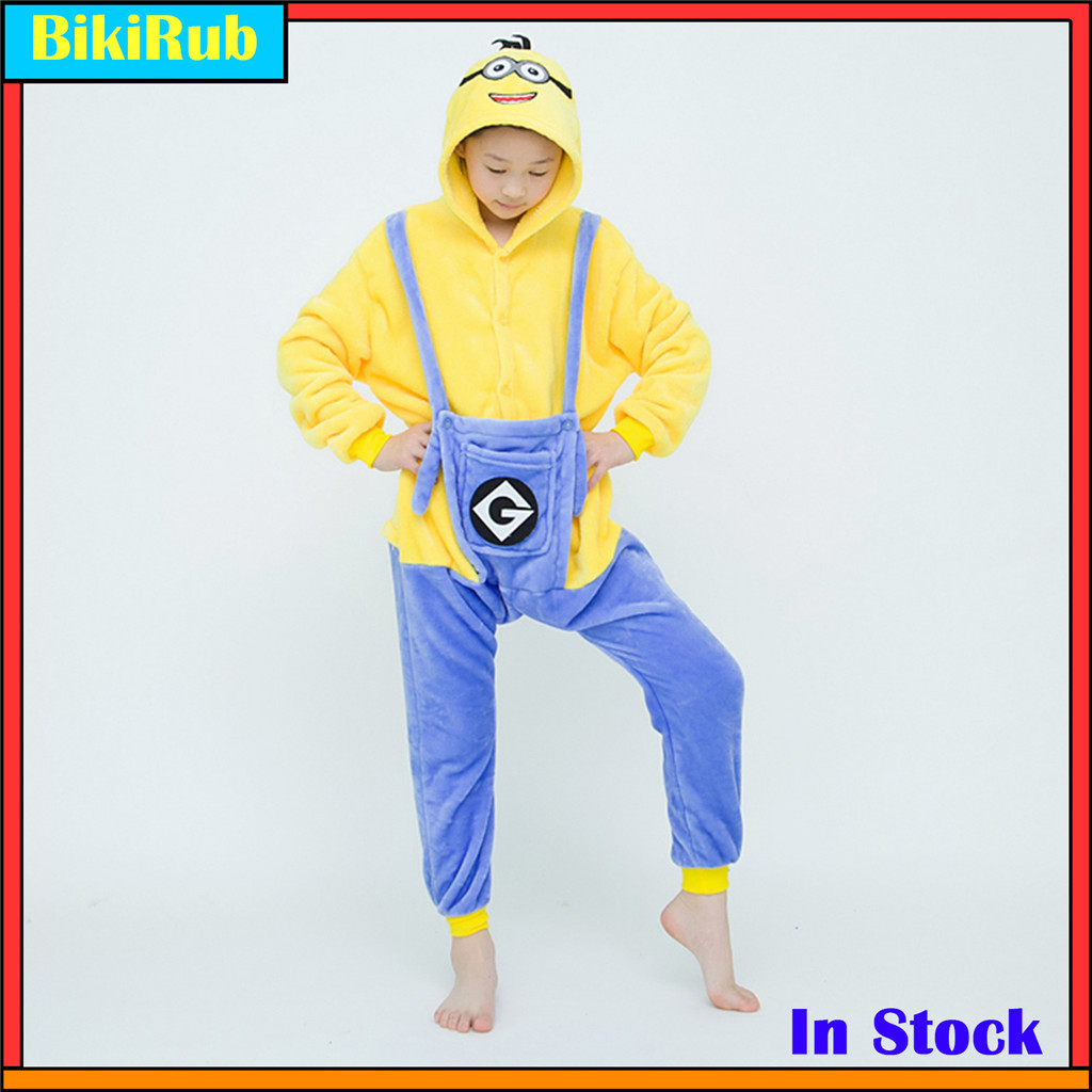 Pijama Infantil Kigurumi De Natal Com Capuz De Flanela , Fantasia Fofa De Cosplay De Animal Minion , Roupa De Dormir Mac