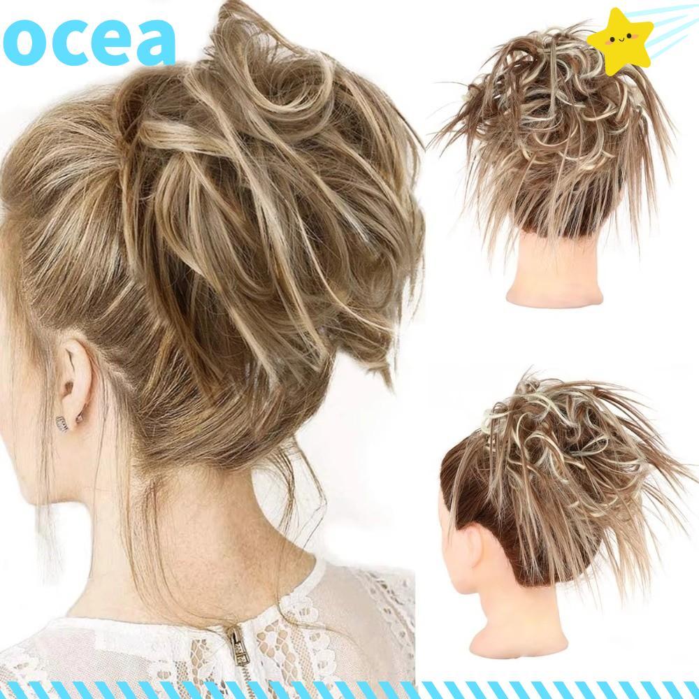 Scrunchie De Cabelo Sintético OCEA , Peça De Coque Bagunçado De Fibra De Alta Temperatura Resistente Ao Calor De 6 Poleg