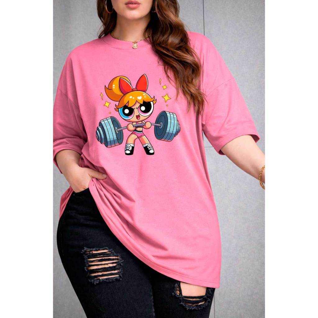 Camiseta Treino streetwaer Academia Gym fitness T-shirt meninas super poderosas blusão Moda