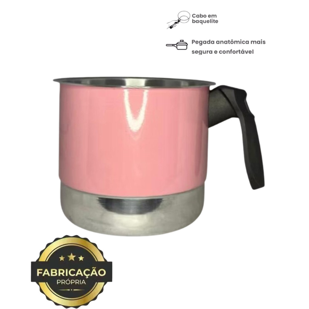 Canecao Leiteira Fervedor Rosa Sem Tampa 12CM 14CM 16CM