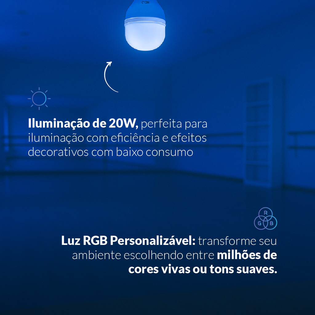 Lampada Led Smart Wifi 2.4GHz Bulbo Hp 20w 30w 2700K/6500K RGB 110v/220v Neo Avant