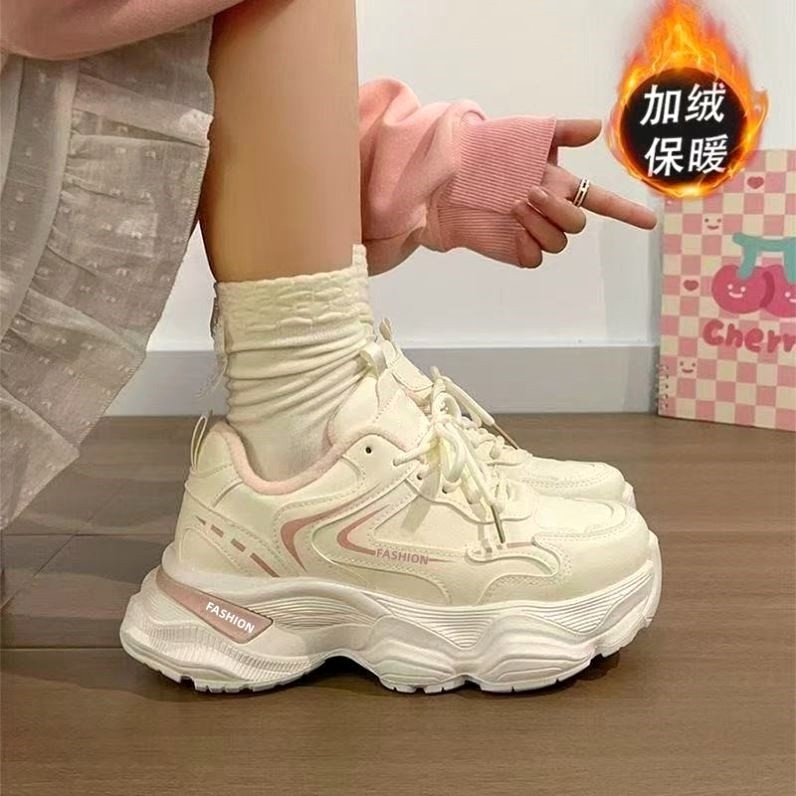 Sapatos papai sapatos femininos de sola grossa 2025 inverno novo estilo sapatos de algodão velo sapatos de inverno All-M