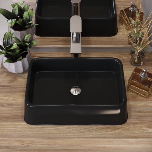 Cuba Pia Banheiro Plastica 42x27x11 Genova Preto Sobrepor