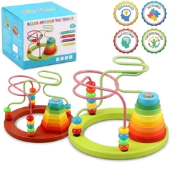 Brinquedo Educativo de Madeira Empilhar Formas com Aramado