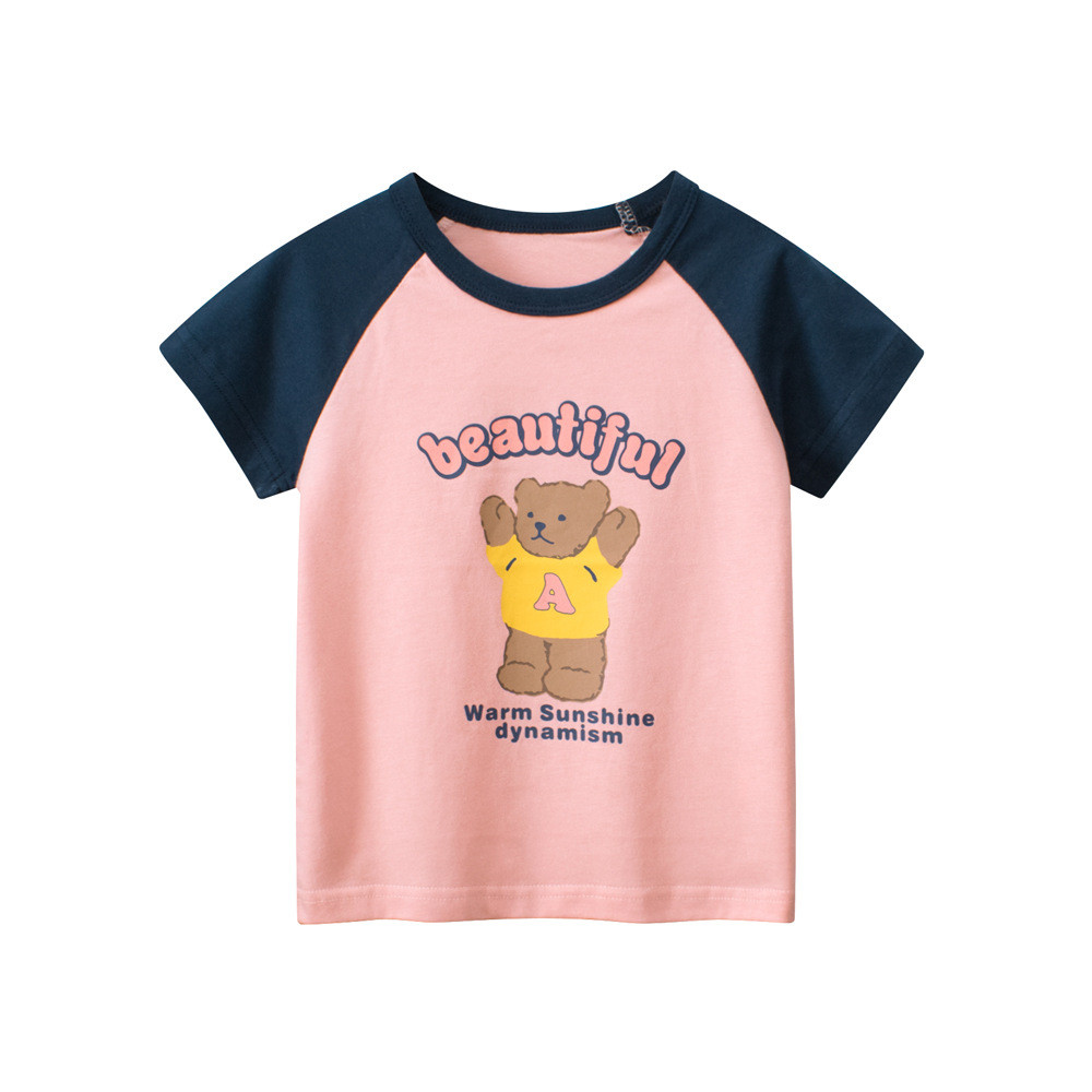 27home puro algodão verão crianças camiseta de manga curta 2026 roupas infantis novo estilo versão coreana dos desenhos 