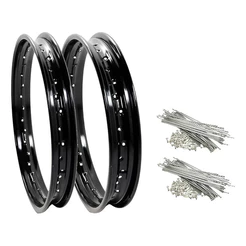 Par Aro Aço Preto Dianteiro + Traseiro Honda Biz 100 110 125 Com Raio Cromado 4mm