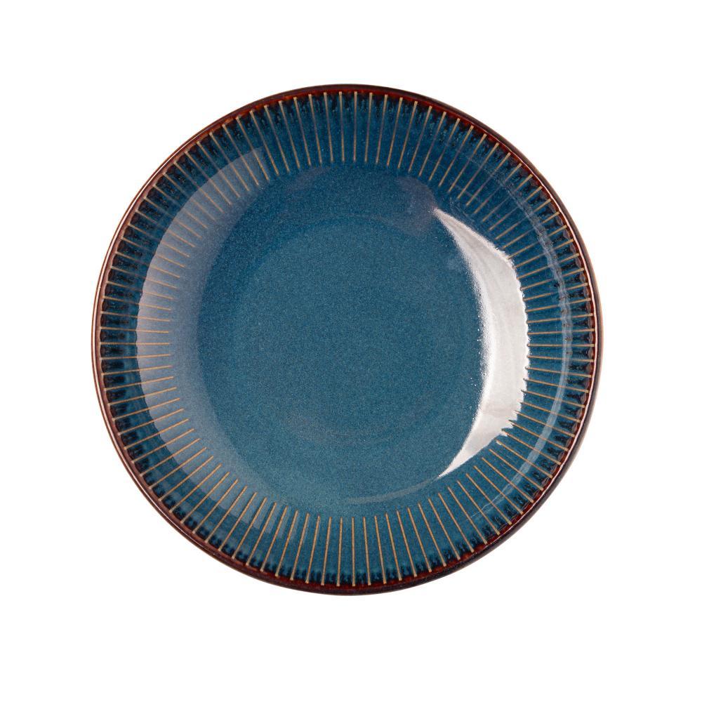 Prato para Massa Lyor Linear de Cerâmica Azul 23cm