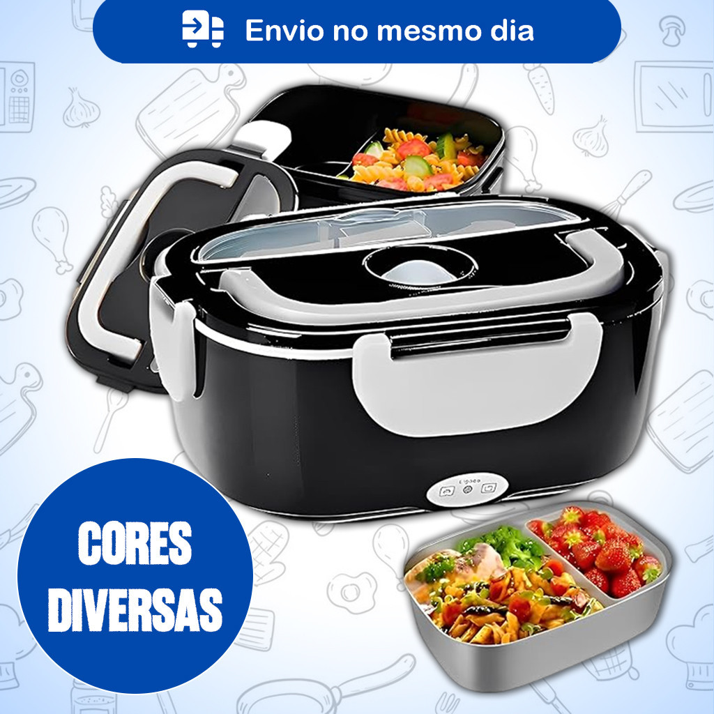 Marmita Elétrica Térmica Bivolt 1,5L Portátil Aquece Rápido Trava Segurança