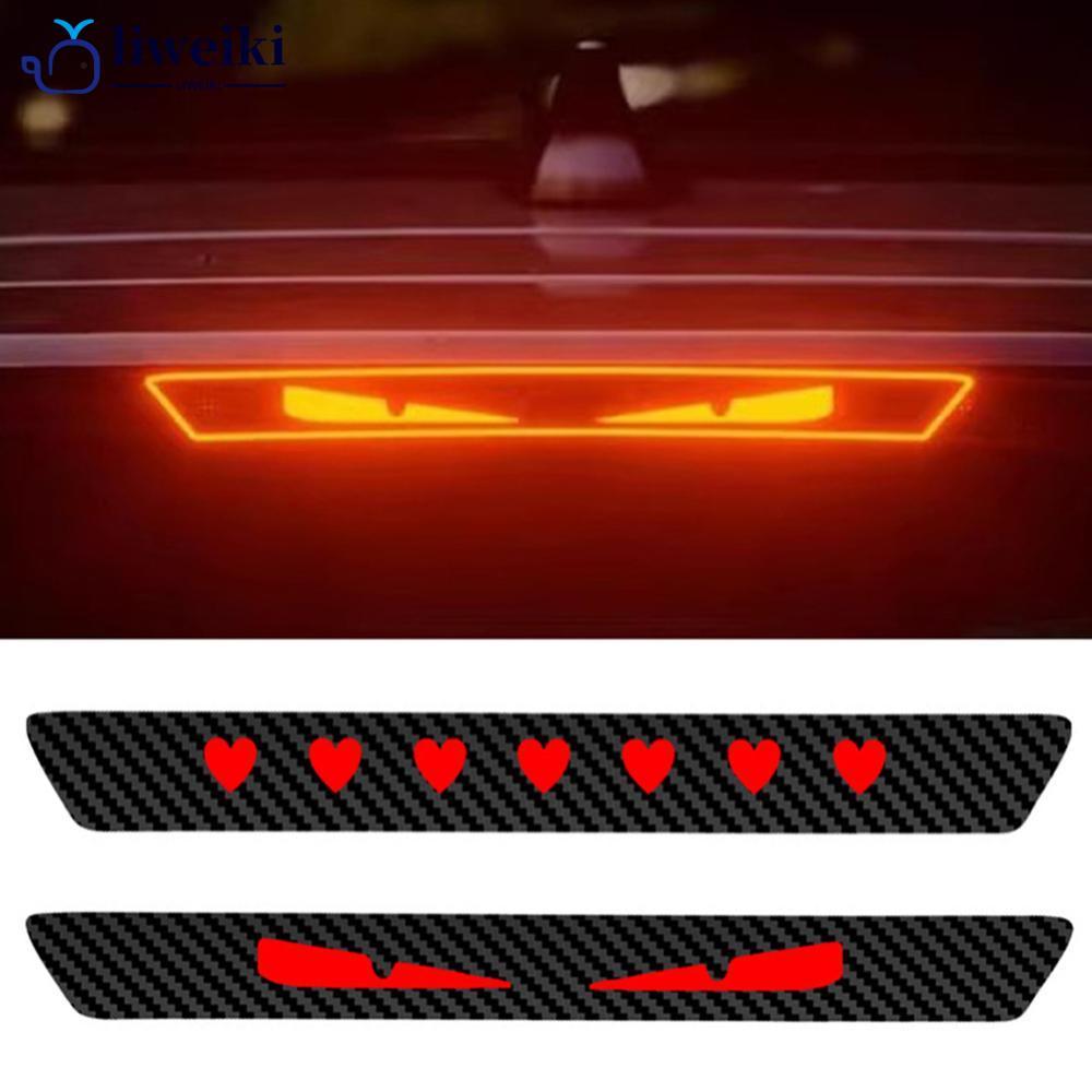 LIWEIKI Universal Carro Lanterna Traseira Luzes De Freio Lâmpada Adesivo Protetor Diabo Olhos Coração Fibra Carbono Cobr