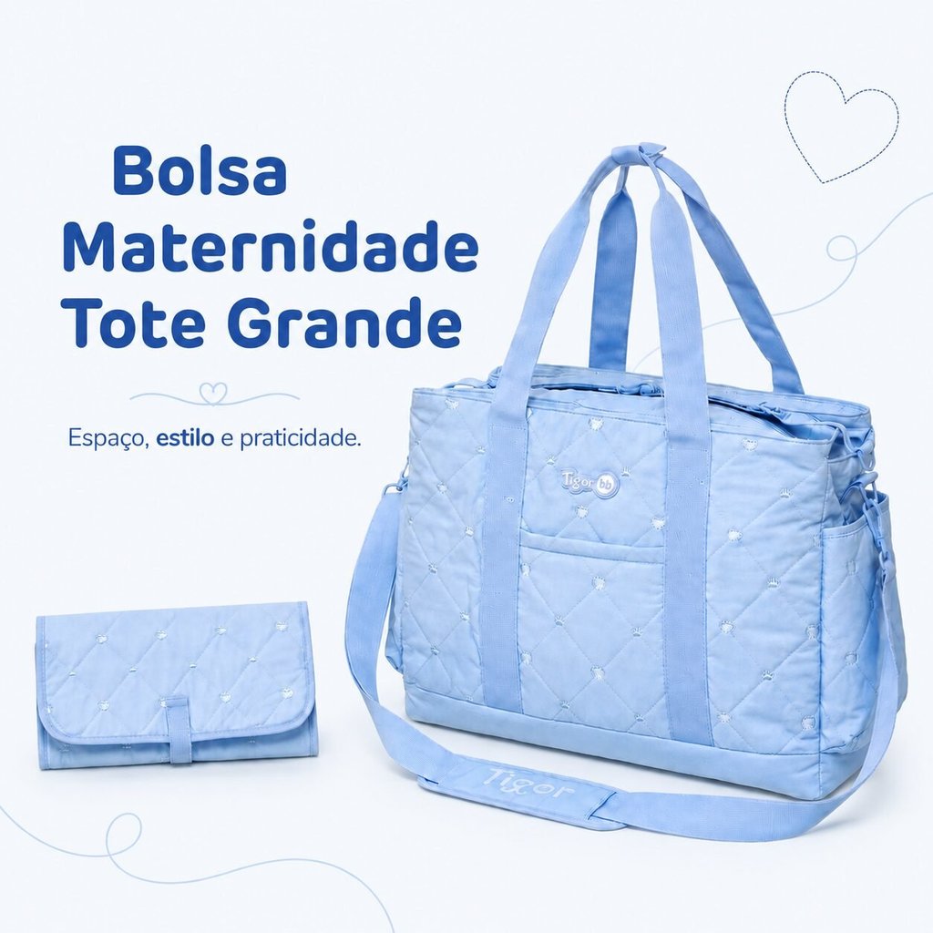 Bolsa Maternidade Tote Grande Tigor Tigre BB Comfy Azul