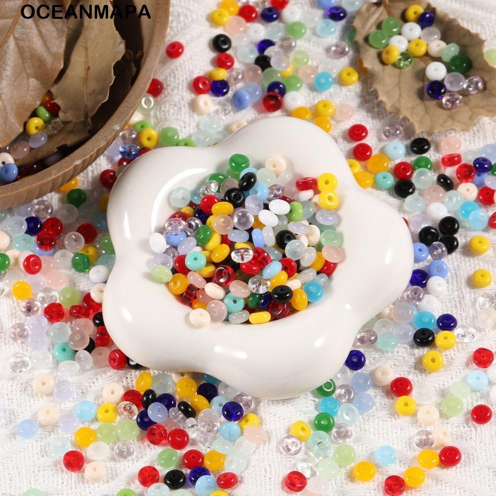 OCEANMAPA 105 Peças De Contas Redondas Planas , De Joias DIY De Cores Mistas Multiclor Soltas De Vidro De 3x6mm