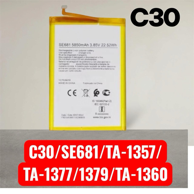 BAT COMPATIVAL C30 SE681/TA-1357/TA-1377/TA-1369/TA-1360(C30) NOVA ALTA PERFORMANCE COM GARANTIA QUALIDADE PREMIUM