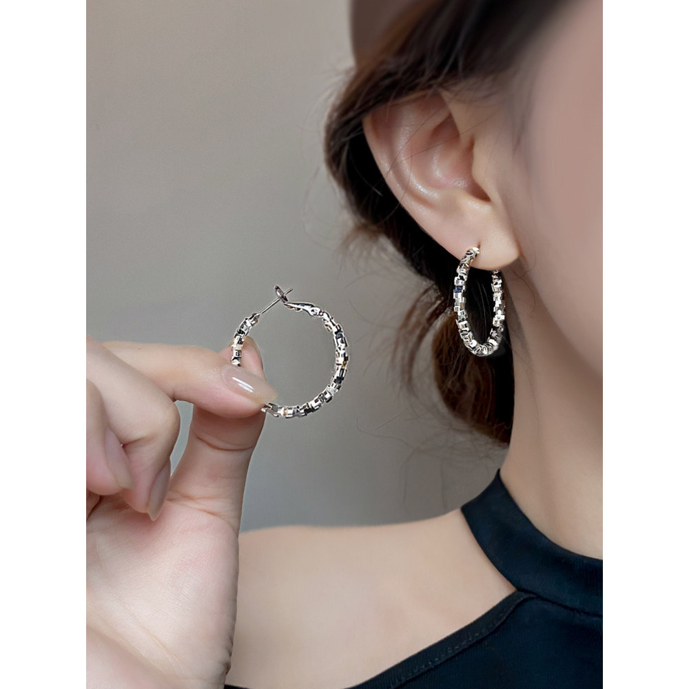brinco de pressao feminino brincos feminino 999 brincos de prata esterlina quebrado prata grande círculo simples círculo