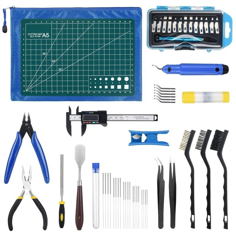 Kit de Ferramentas para Impressora 3D – 55 Peças de Acessórios para Impressão 3D com Ferramenta de Desbarbação, Paquímet