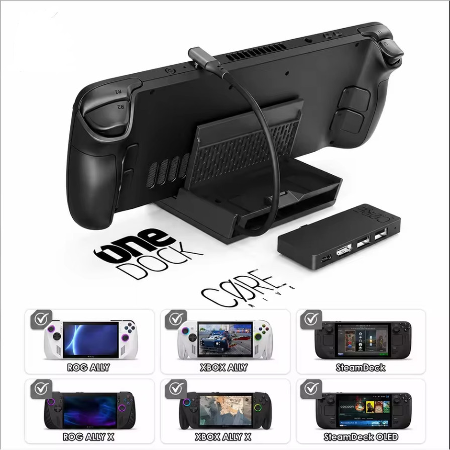 Savage Raven Por Skull & Co . OneDock DeX Docking Station Stand USB C Hub Para Steam Deck , Xbox Ally X , ROG Game Conso